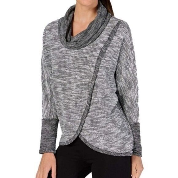 Calvin Klein performance cowl-neck tulip hem pull over sweater top - Picture 1 of 7